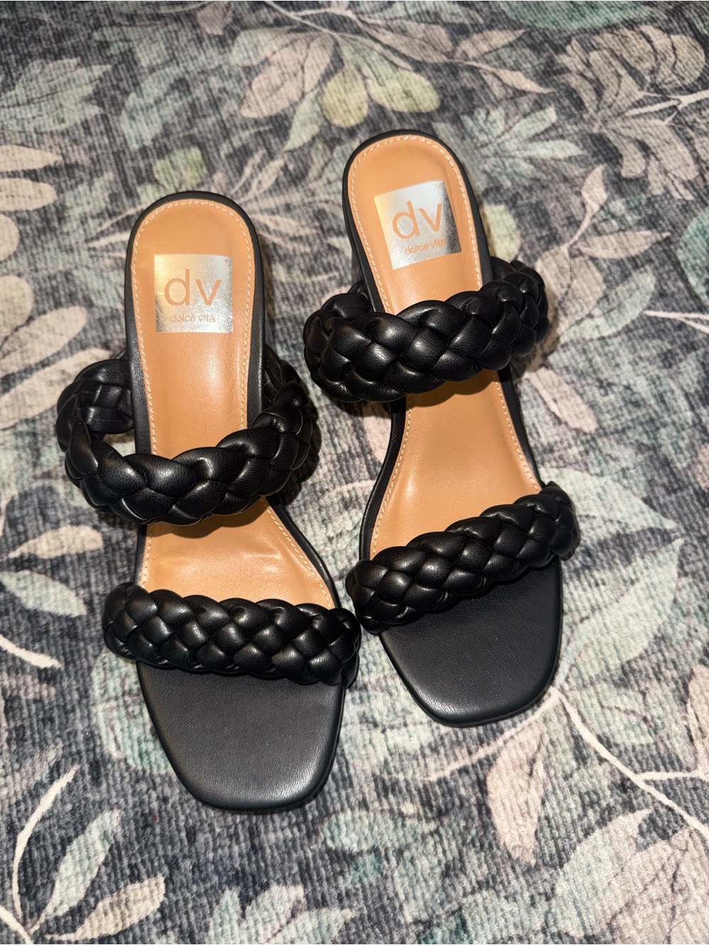DV by Dolce Vita Braided Double-strap Black Slide Sandals